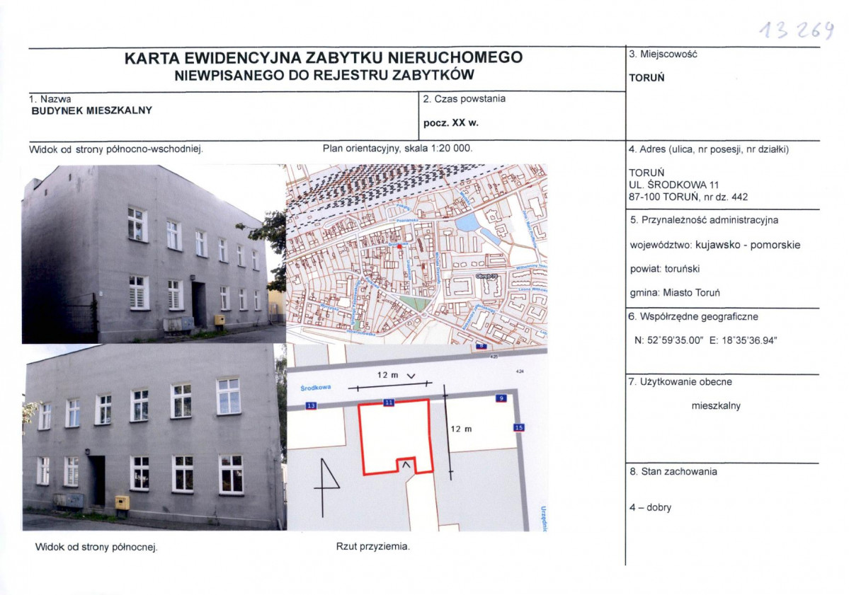 KEZN - Karta obiektu niewpisanego do rejestru, skan nr 1