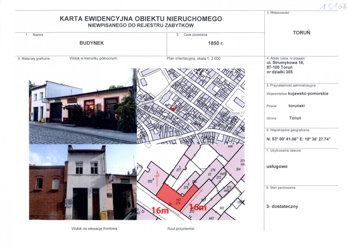 KEZN - Karta obiektu niewpisanego do rejestru, skan nr 1
