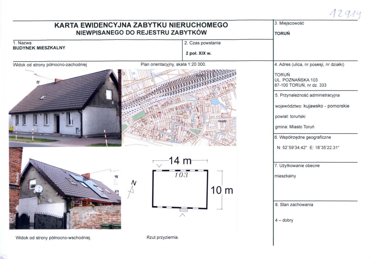 KEZN - Karta obiektu niewpisanego do rejestru, skan nr 1