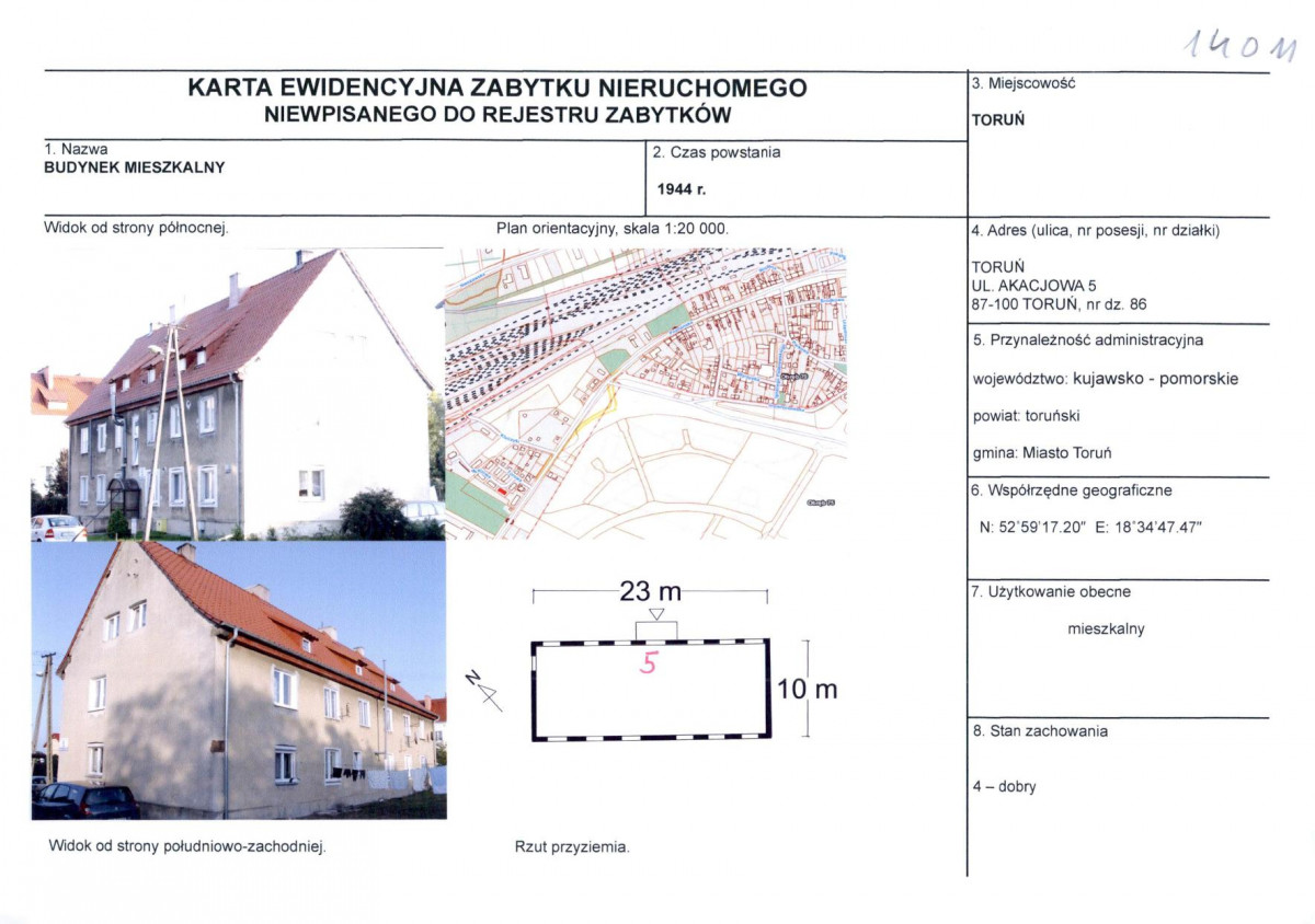 KEZN - Karta obiektu niewpisanego do rejestru, skan nr 1