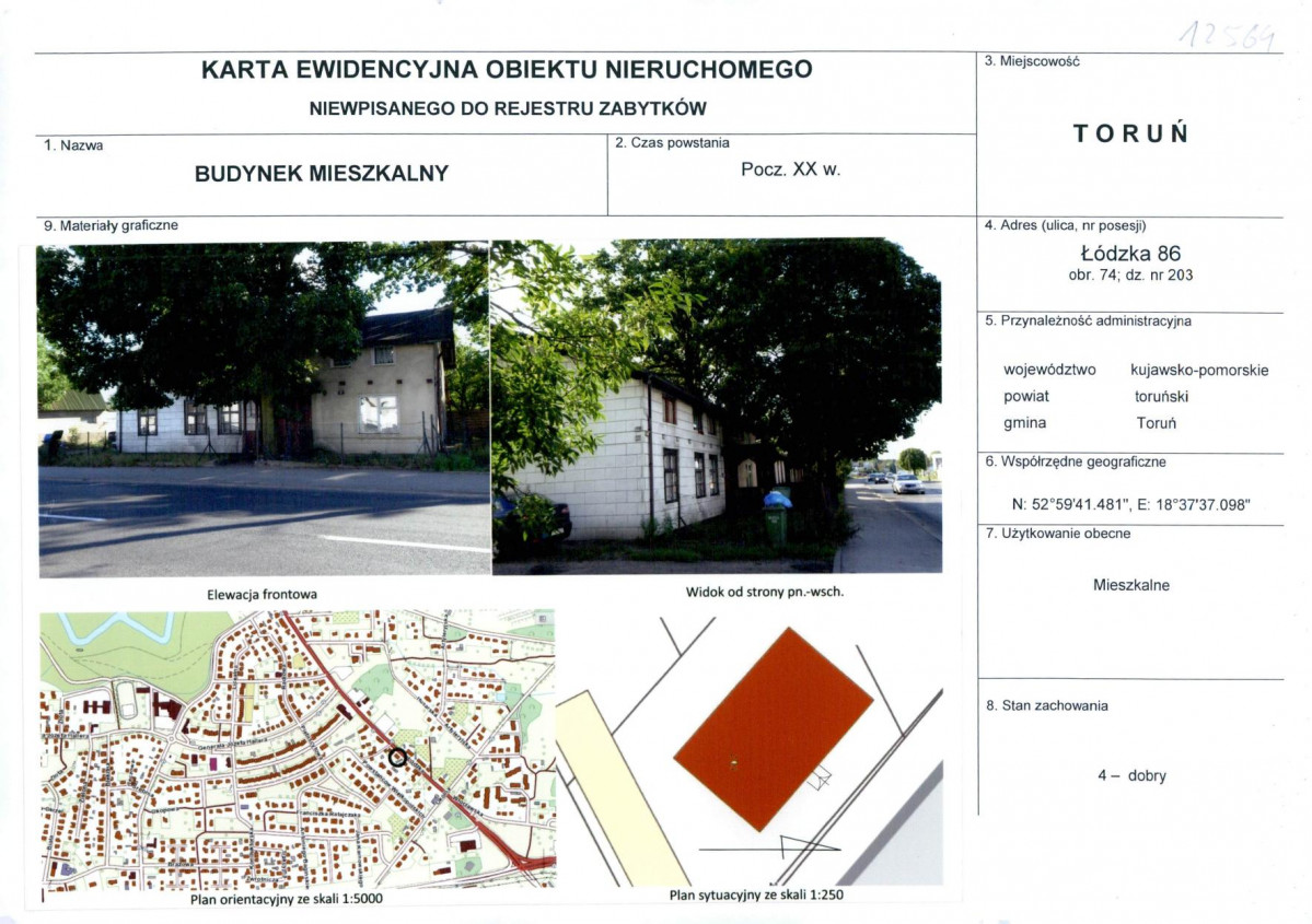 KEZN - Karta obiektu niewpisanego do rejestru, skan nr 1