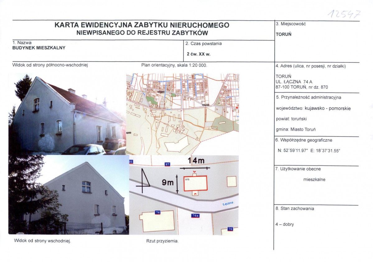 KEZN - Karta obiektu niewpisanego do rejestru, skan nr 1