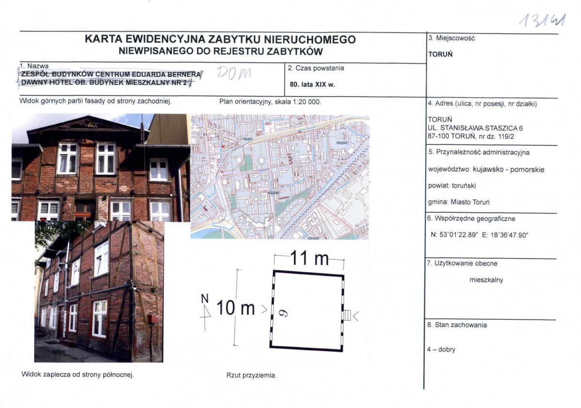 KEZN - Karta obiektu niewpisanego do rejestru, skan nr 1