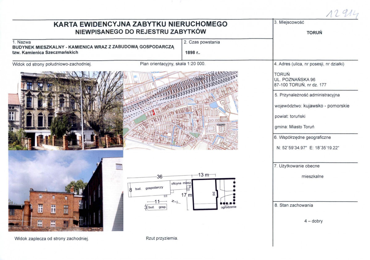 KEZN - Karta obiektu niewpisanego do rejestru, skan nr 1