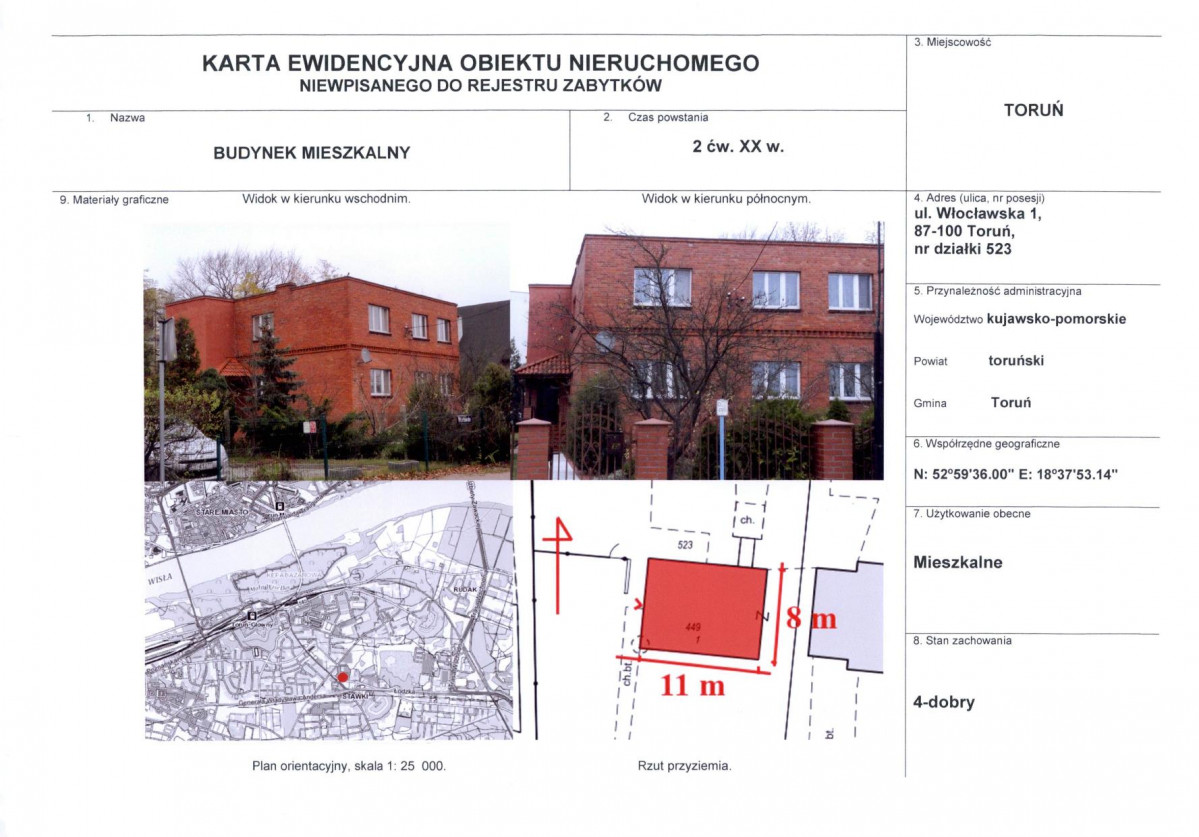 KEZN - Karta obiektu niewpisanego do rejestru, skan nr 1