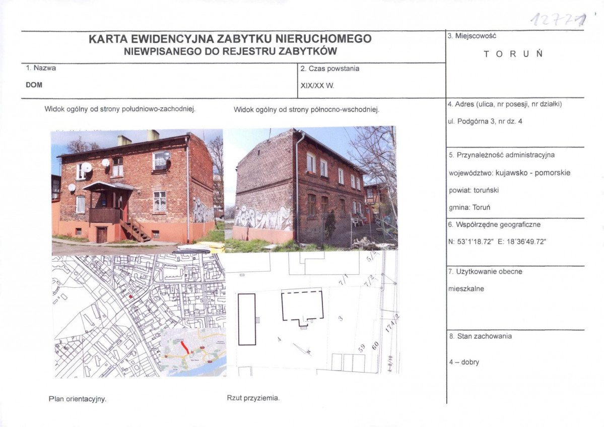 KEZN - Karta obiektu niewpisanego do rejestru, skan nr 1