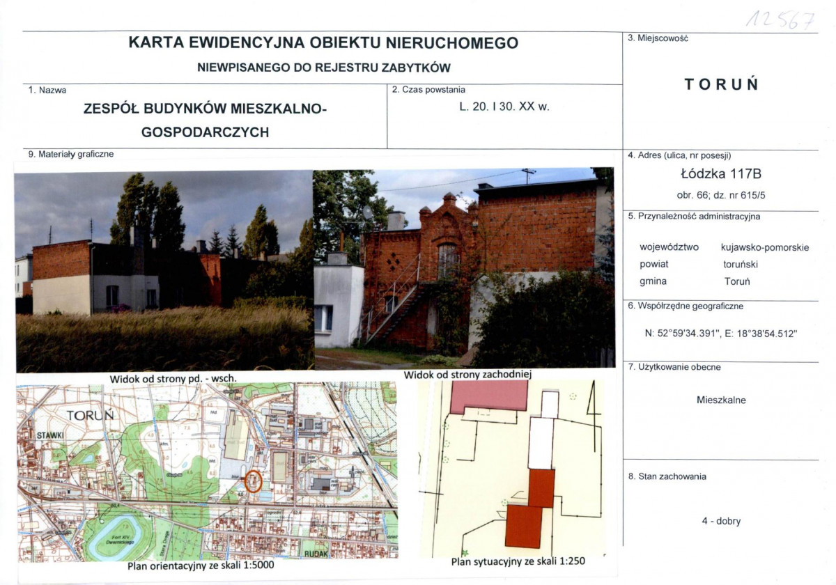 KEZN - Karta obiektu niewpisanego do rejestru, skan nr 1