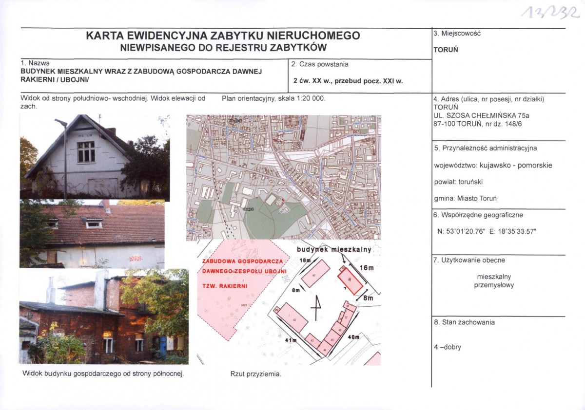 KEZN - Karta obiektu niewpisanego do rejestru, skan nr 1