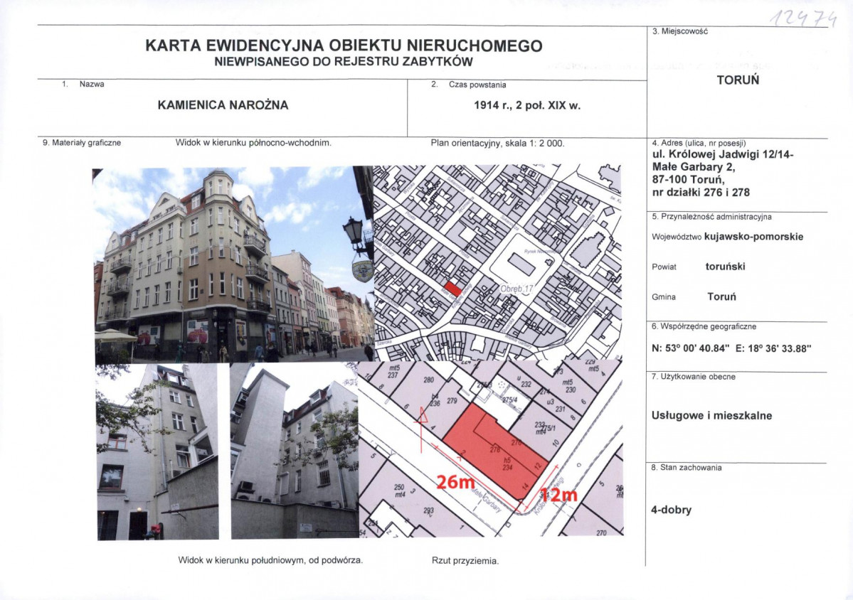 KEZN - Karta obiektu niewpisanego do rejestru, skan nr 1