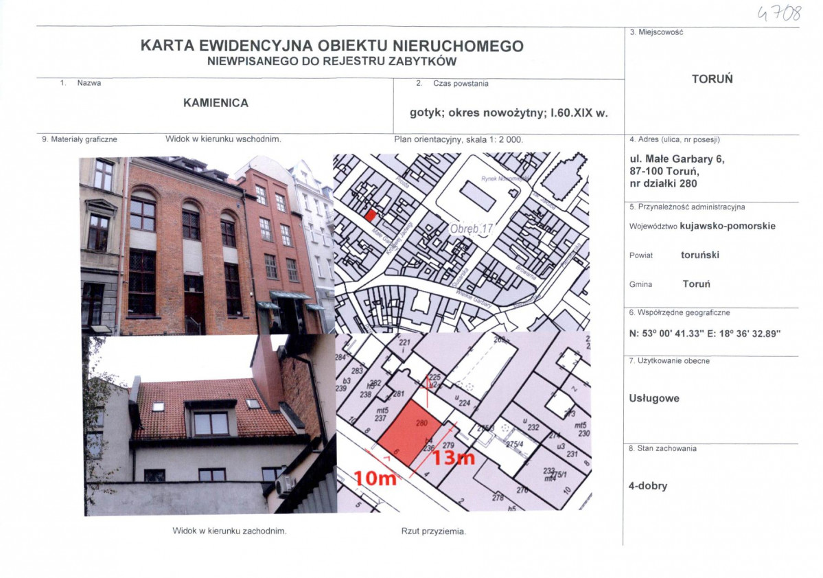 KEZN - Karta obiektu niewpisanego do rejestru, skan nr 1