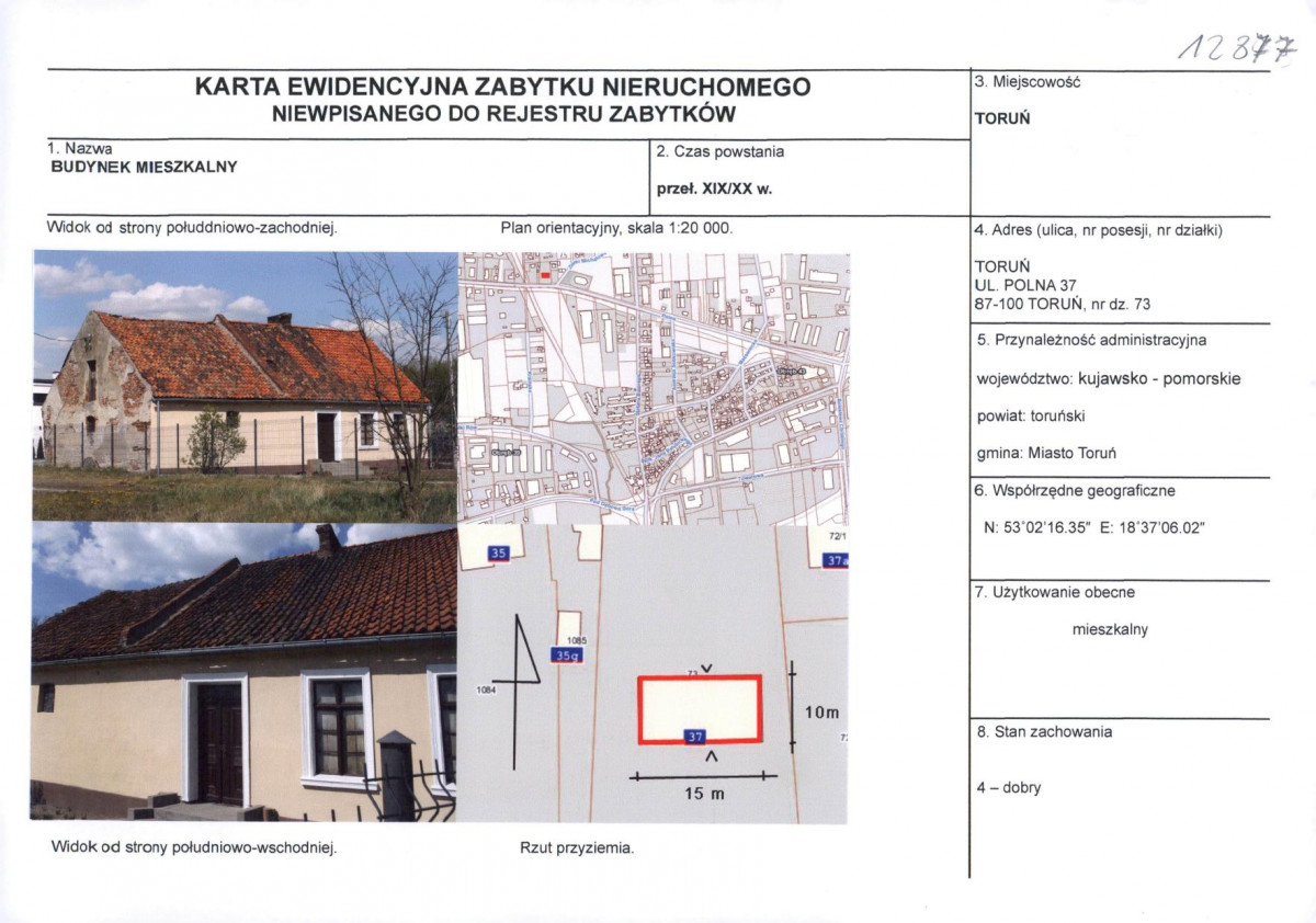KEZN - Karta obiektu niewpisanego do rejestru, skan nr 1