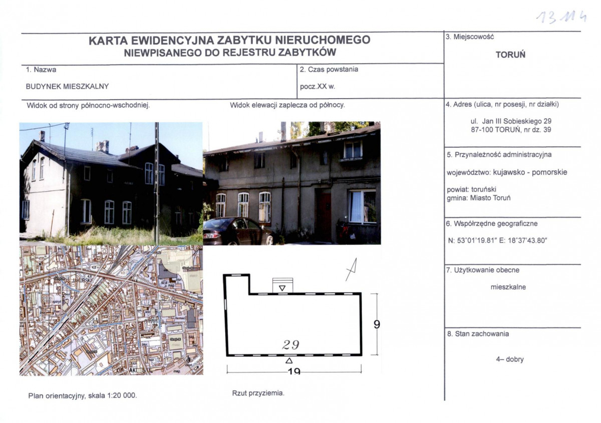 KEZN - Karta obiektu niewpisanego do rejestru, skan nr 1