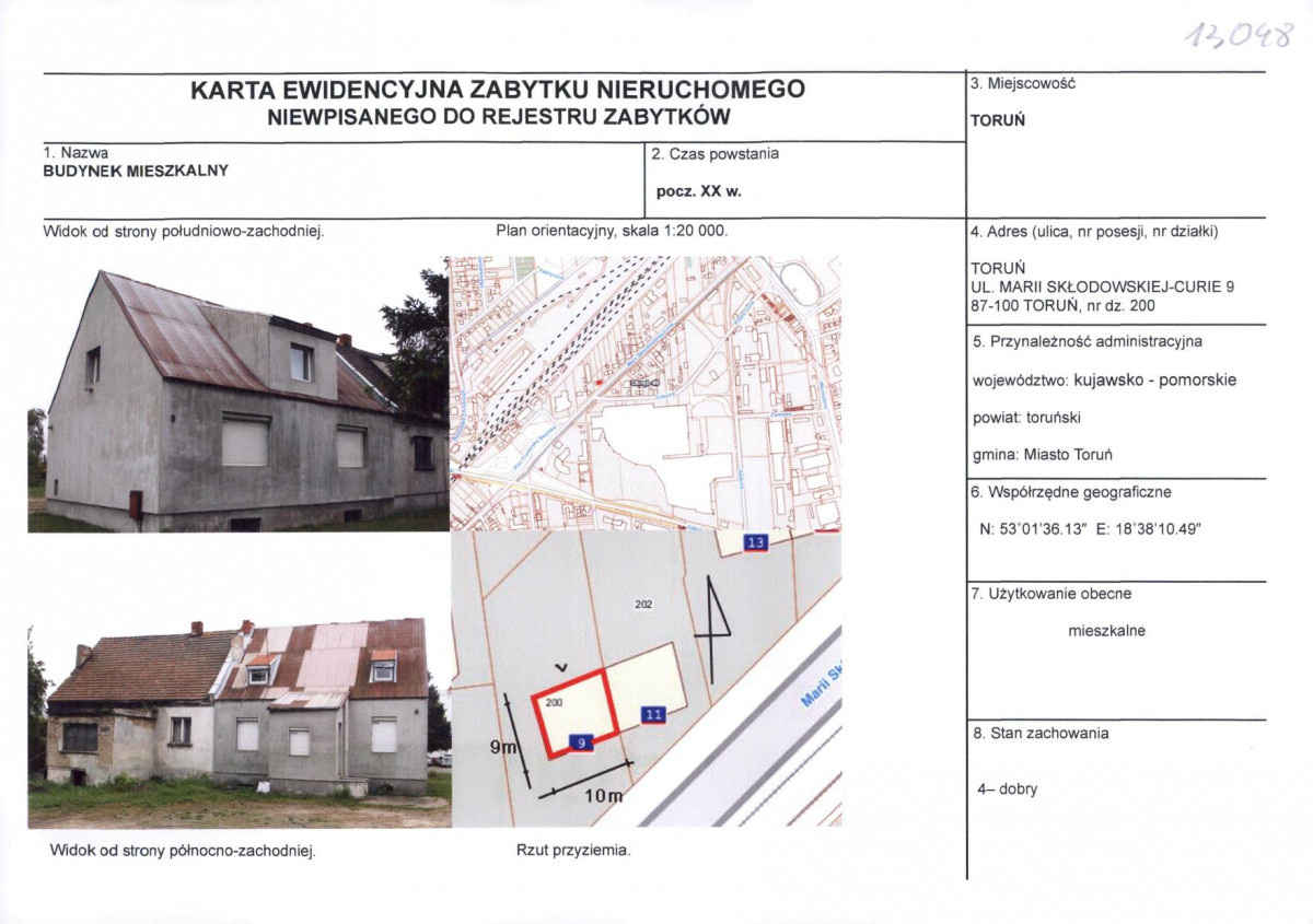KEZN - Karta obiektu niewpisanego do rejestru, skan nr 1