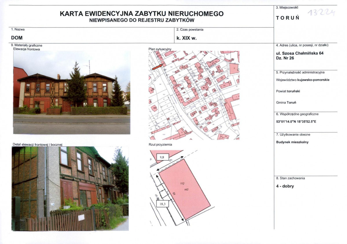 KEZN - Karta obiektu niewpisanego do rejestru, skan nr 1