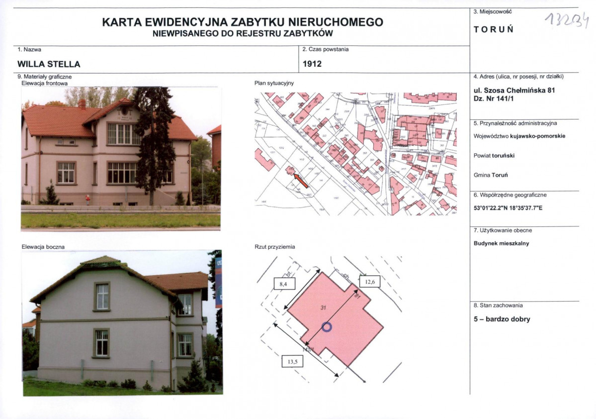 KEZN - Karta obiektu niewpisanego do rejestru, skan nr 1