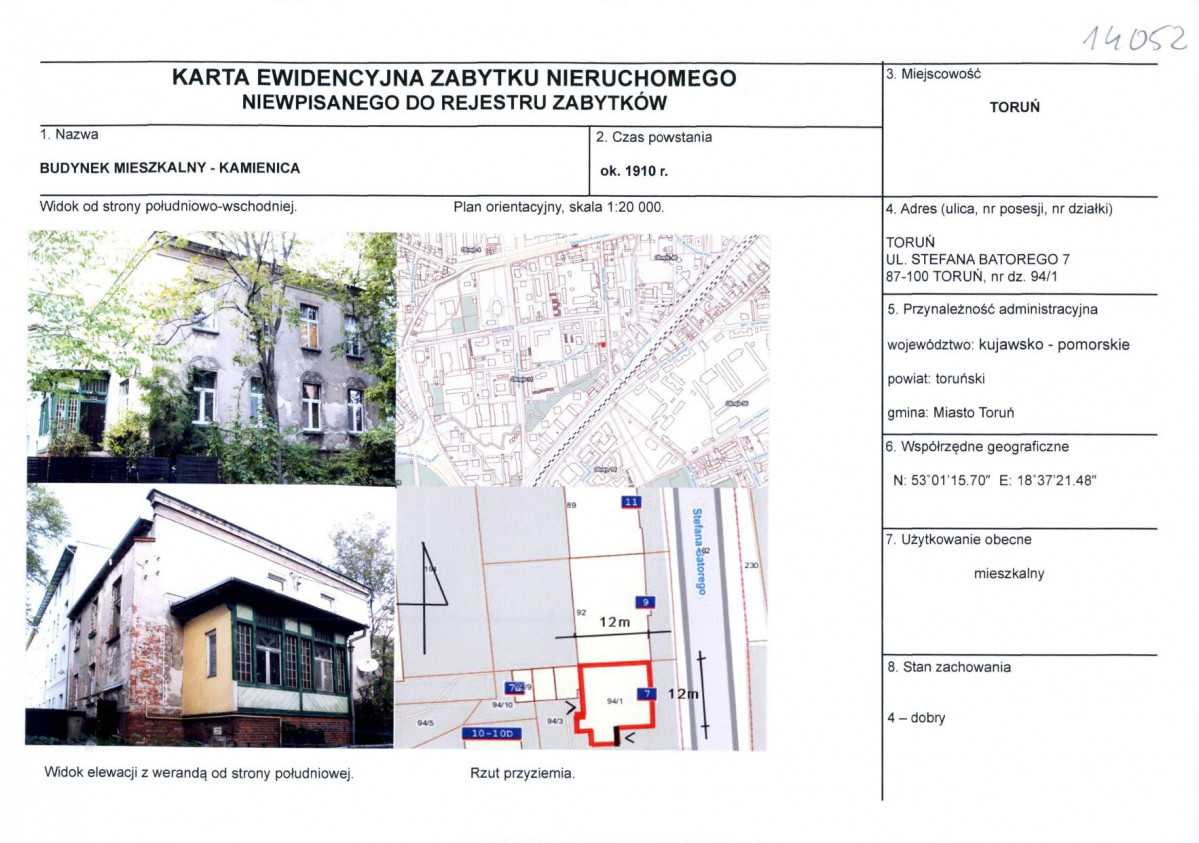KEZN - Karta obiektu niewpisanego do rejestru, skan nr 1