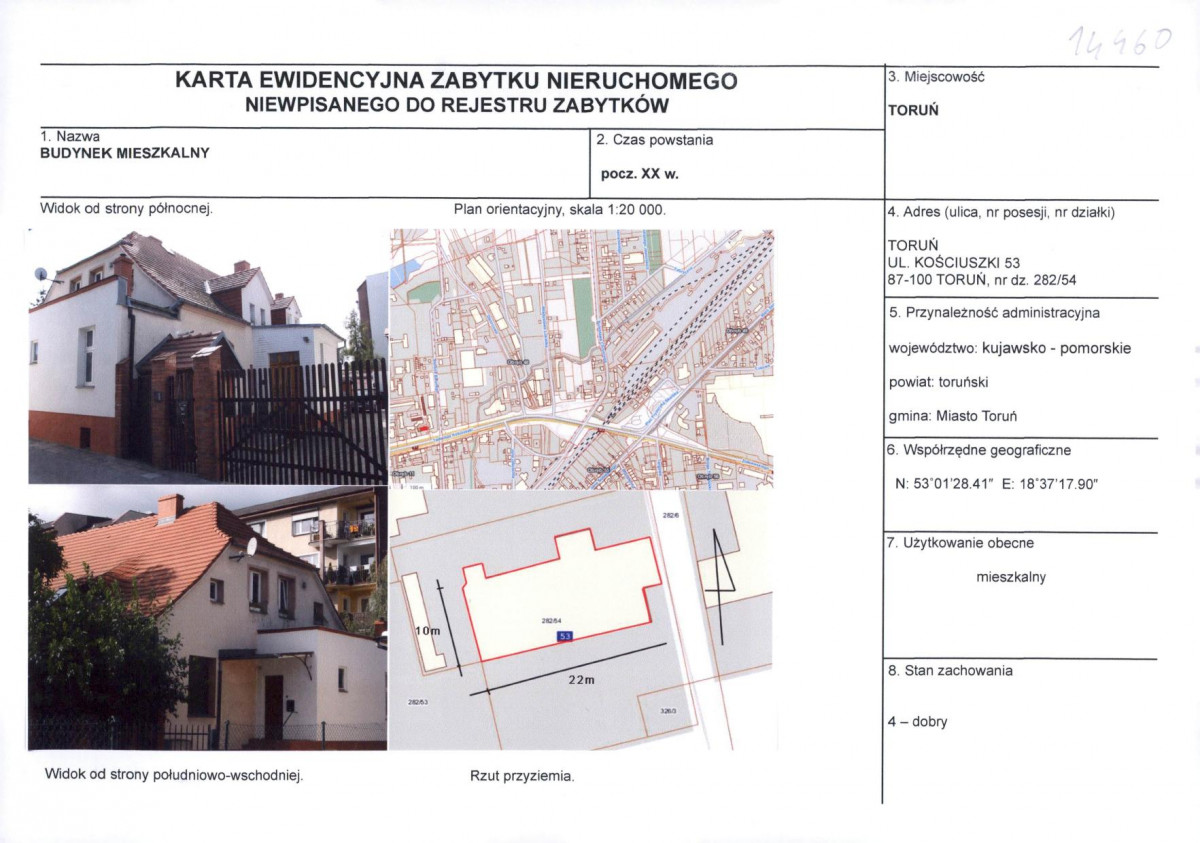 KEZN - Karta obiektu niewpisanego do rejestru, skan nr 1