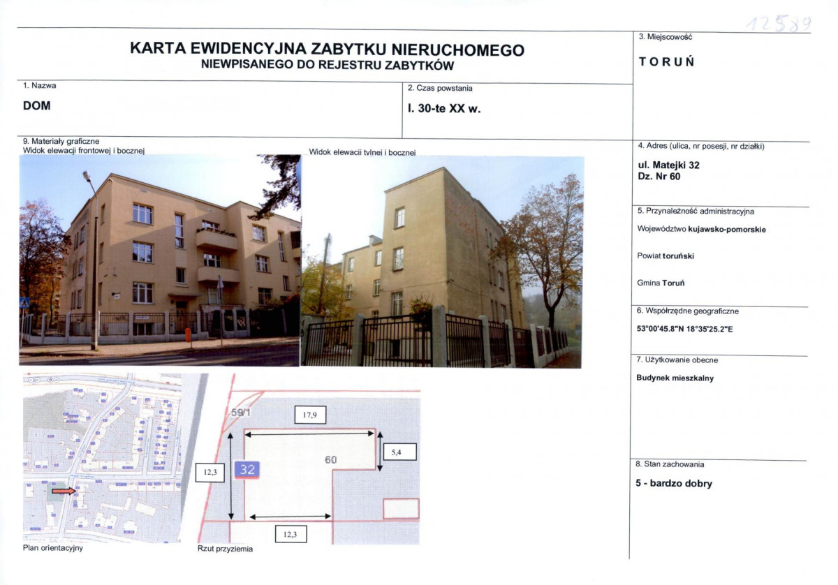 KEZN - Karta obiektu niewpisanego do rejestru, skan nr 1
