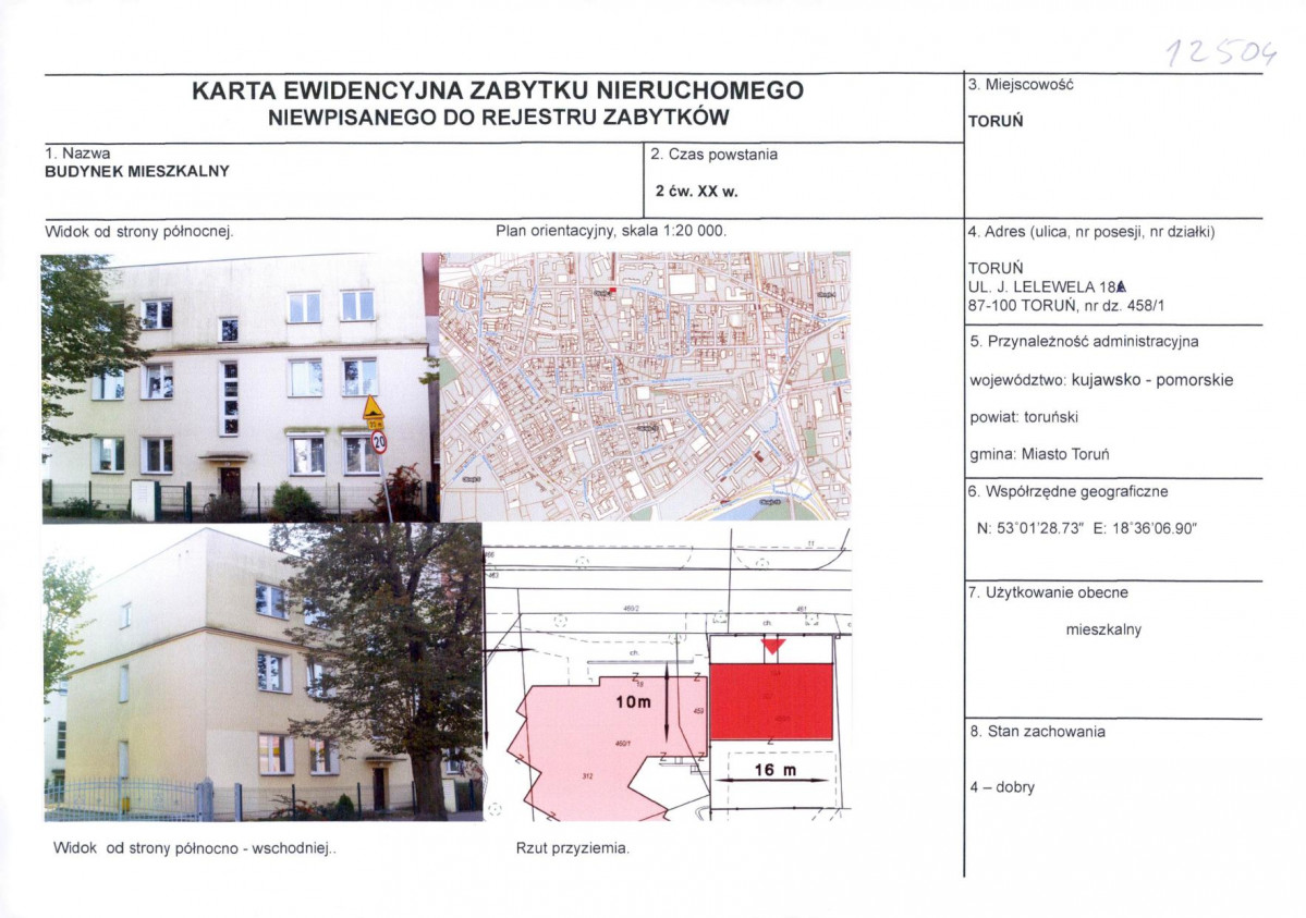 KEZN - Karta obiektu niewpisanego do rejestru, skan nr 1