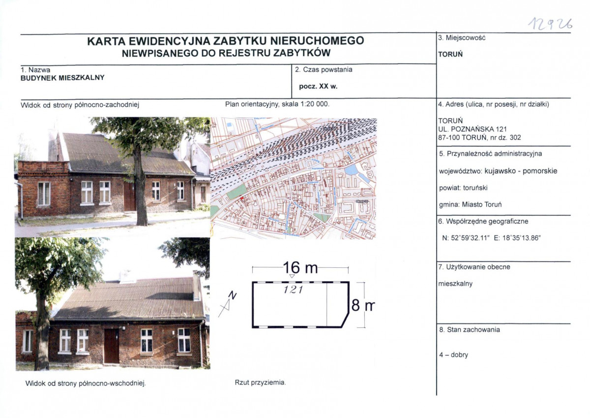 KEZN - Karta obiektu niewpisanego do rejestru, skan nr 1