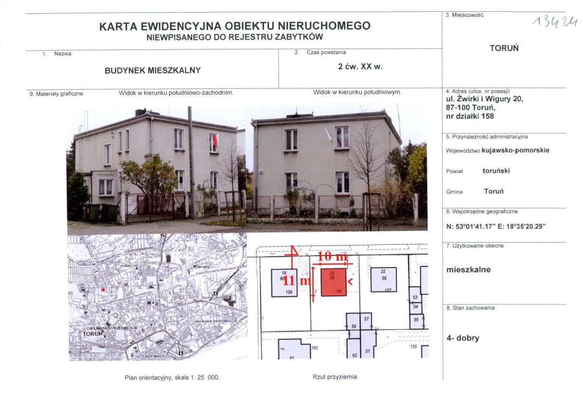 KEZN - Karta obiektu niewpisanego do rejestru, skan nr 1