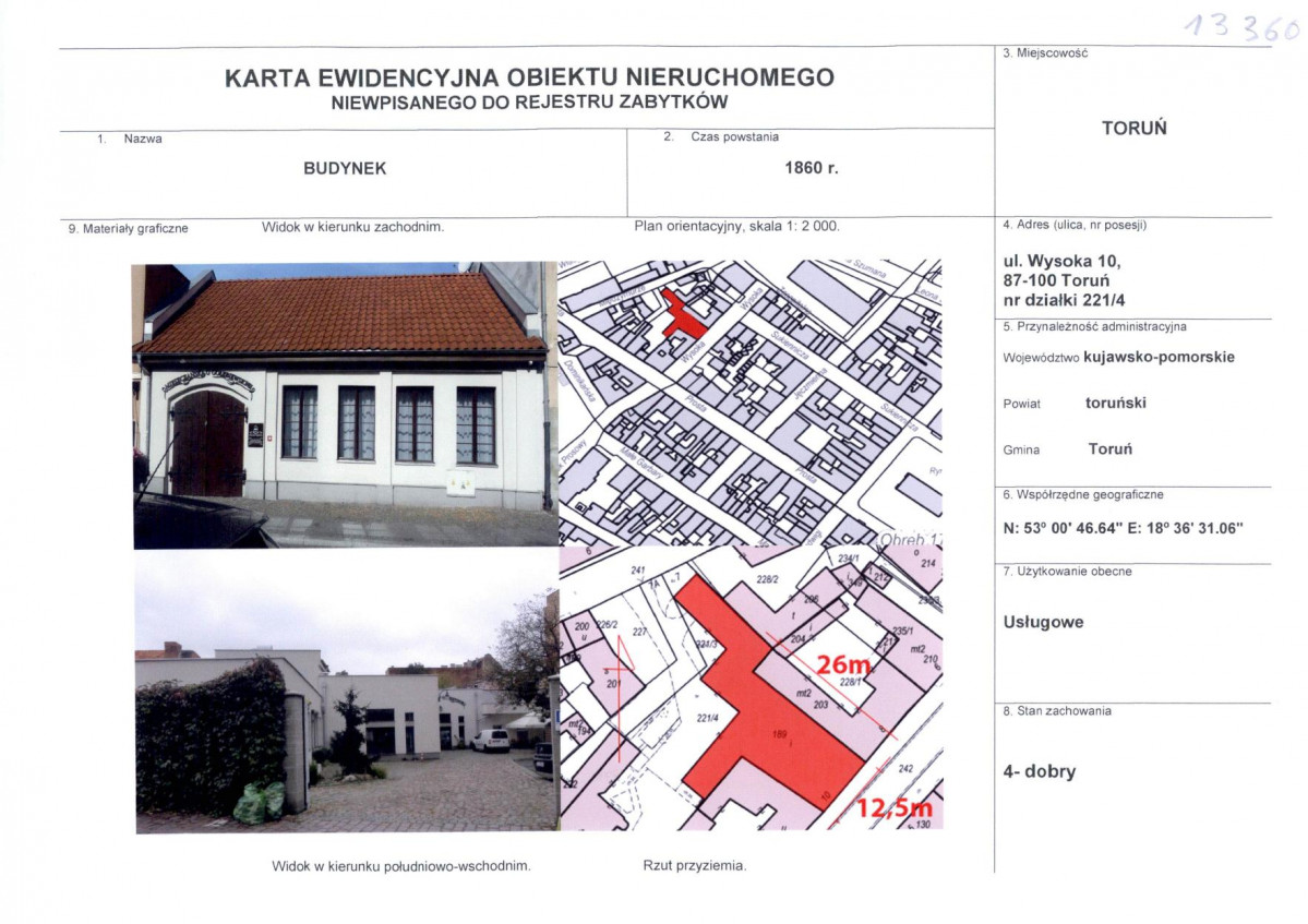 KEZN - Karta obiektu niewpisanego do rejestru, skan nr 1