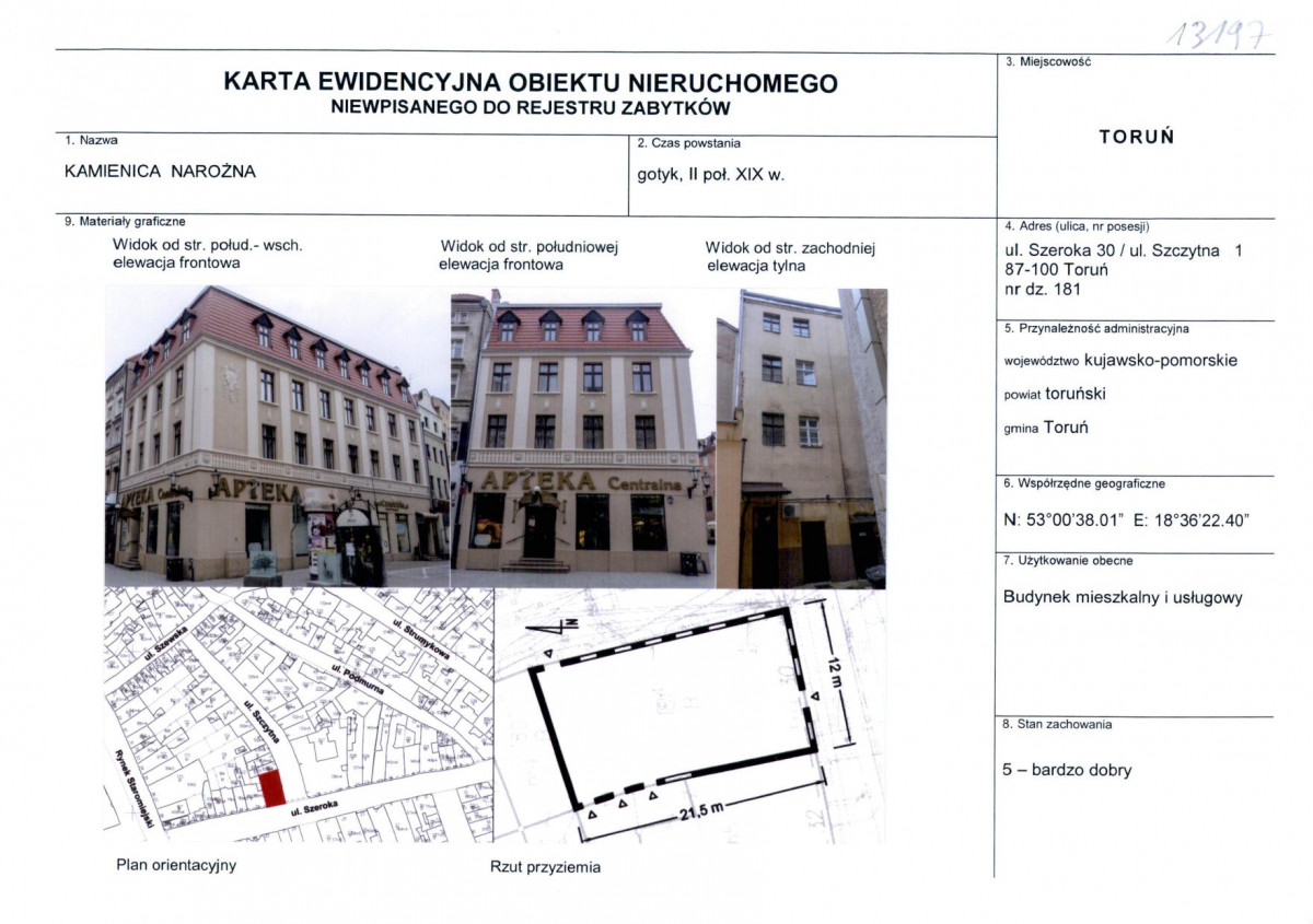 KEZN - Karta obiektu niewpisanego do rejestru, skan nr 1