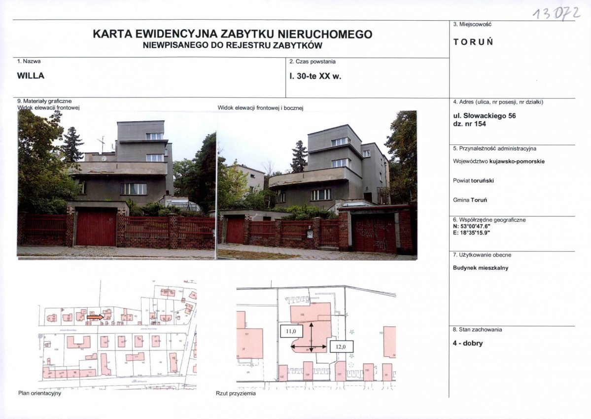 KEZN - Karta obiektu niewpisanego do rejestru, skan nr 1