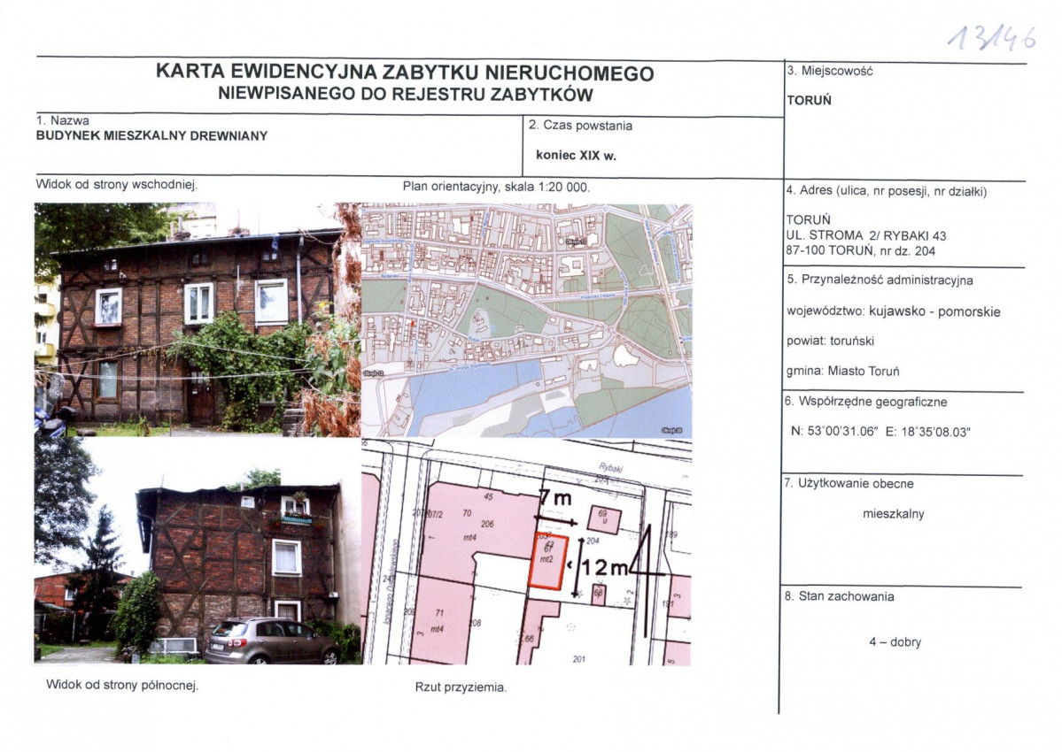KEZN - Karta obiektu niewpisanego do rejestru, skan nr 1