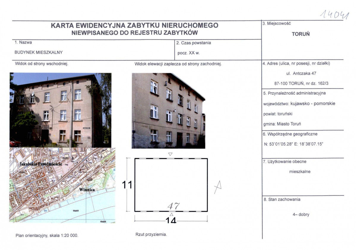 KEZN - Karta obiektu niewpisanego do rejestru, skan nr 1