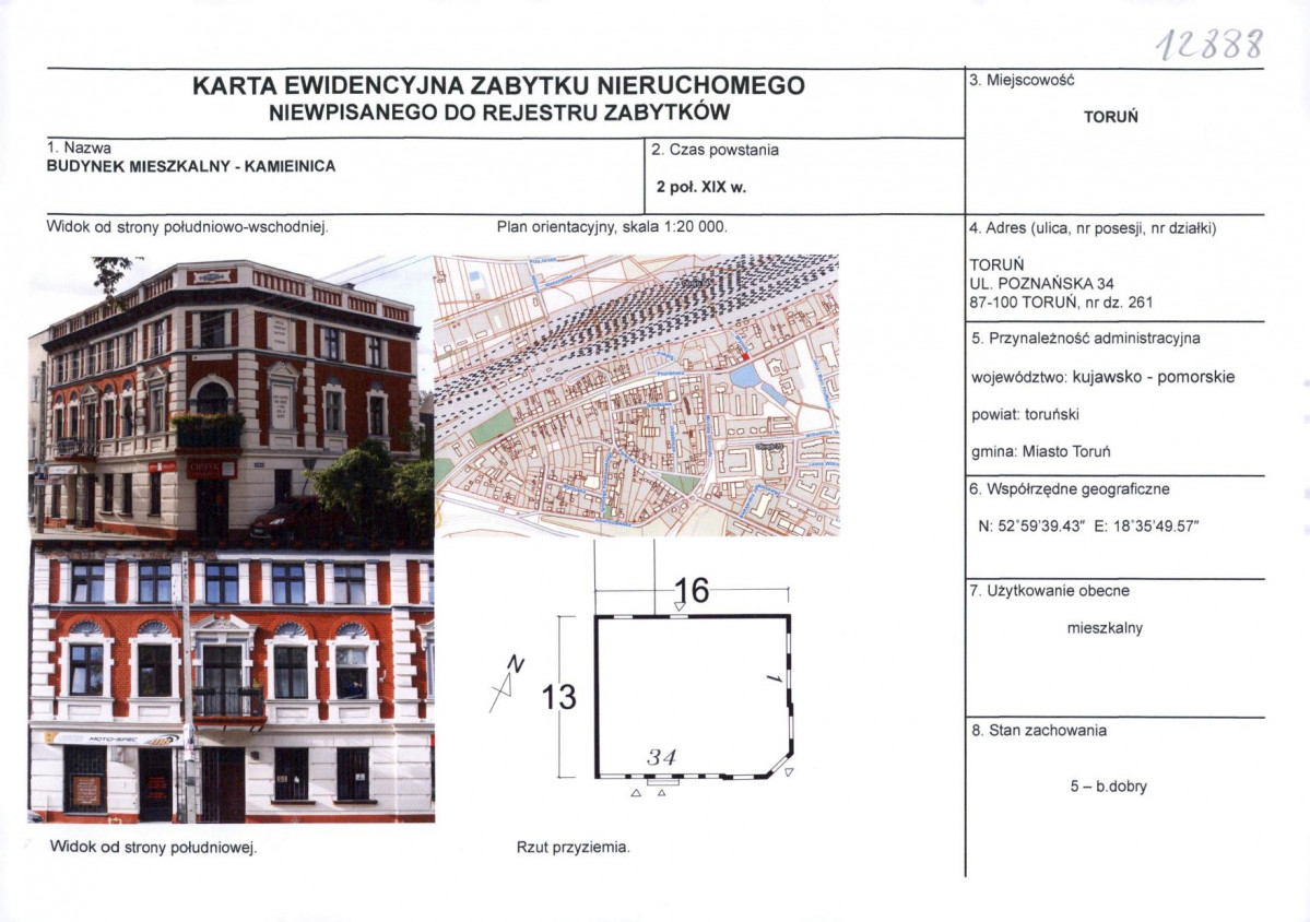 KEZN - Karta obiektu niewpisanego do rejestru, skan nr 1