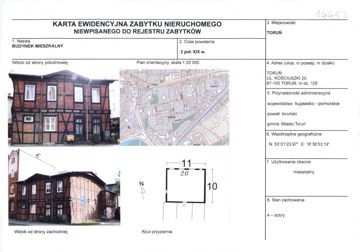 KEZN - Karta obiektu niewpisanego do rejestru, skan nr 1