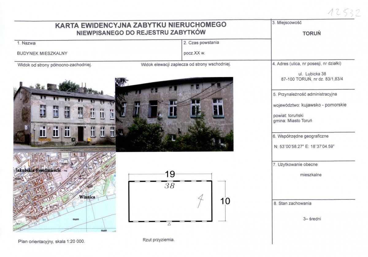 KEZN - Karta obiektu niewpisanego do rejestru, skan nr 1