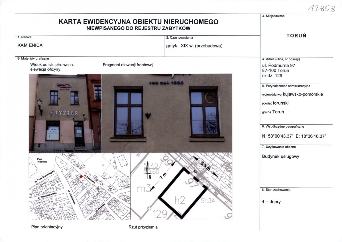 KEZN - Karta obiektu niewpisanego do rejestru, skan nr 1
