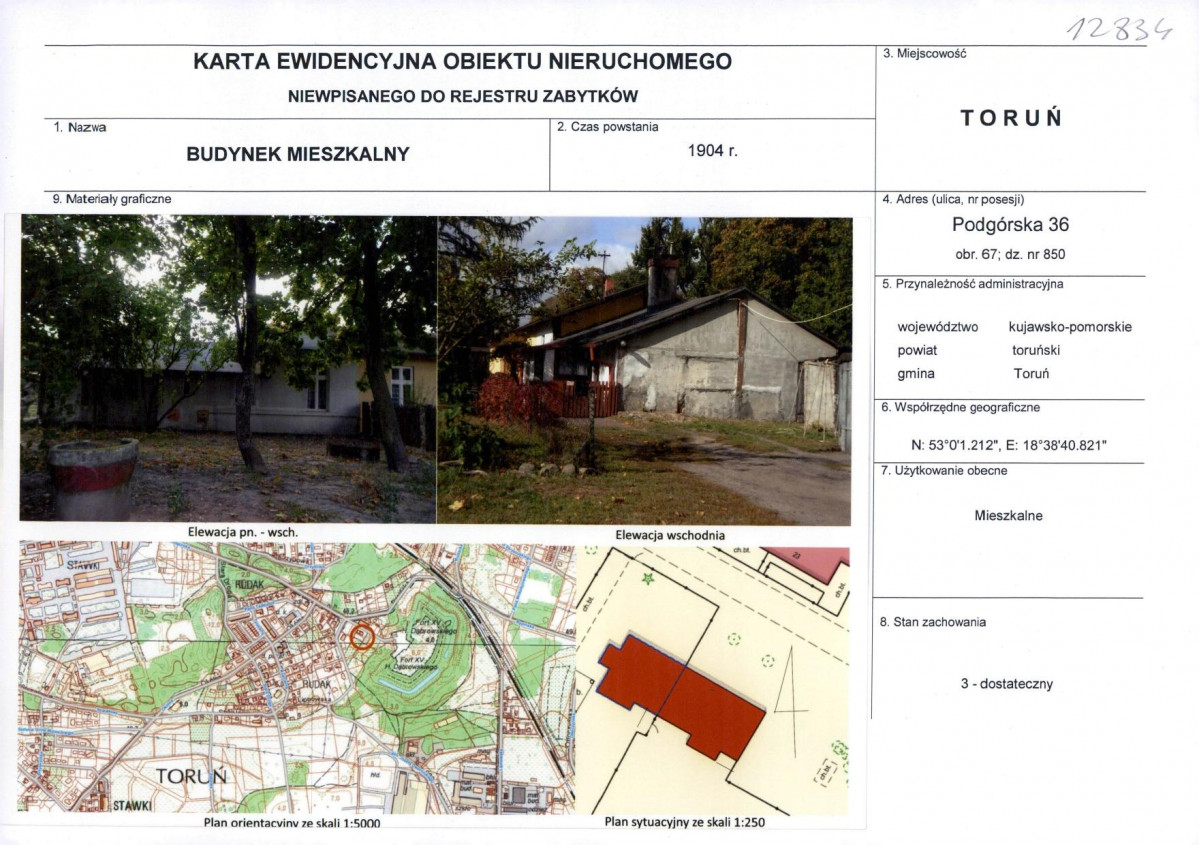 KEZN - Karta obiektu niewpisanego do rejestru, skan nr 1