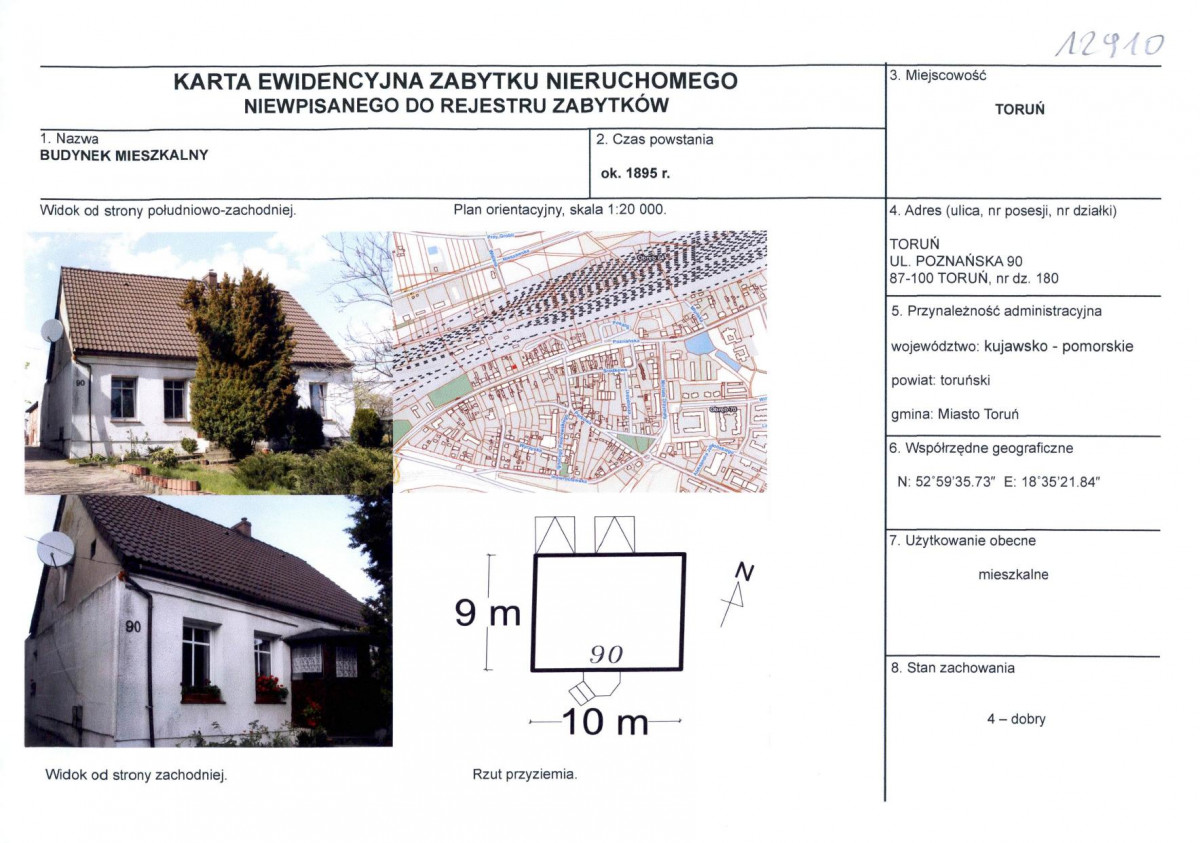 KEZN - Karta obiektu niewpisanego do rejestru, skan nr 1