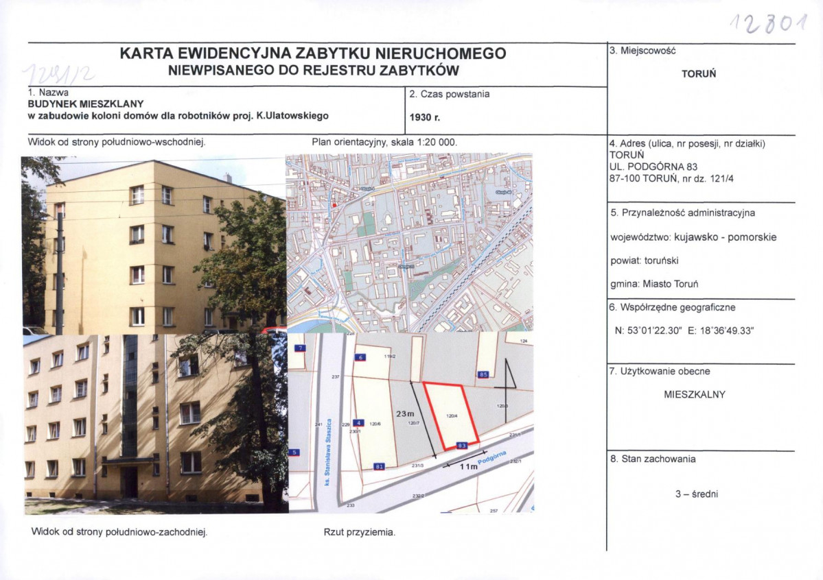 KEZN - Karta obiektu niewpisanego do rejestru, skan nr 1