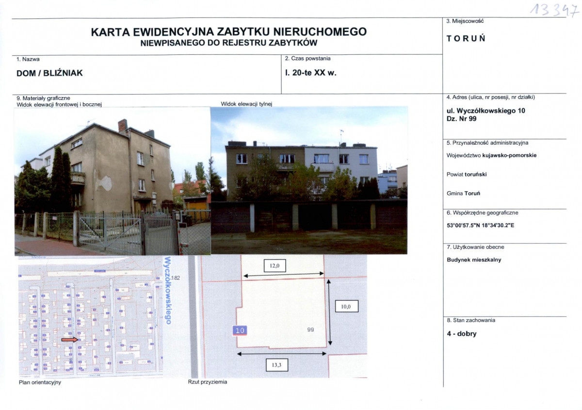 KEZN - Karta obiektu niewpisanego do rejestru, skan nr 1