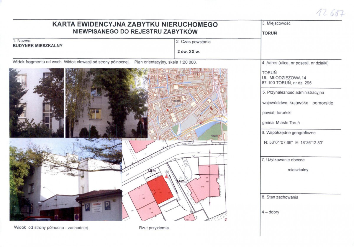 KEZN - Karta obiektu niewpisanego do rejestru, skan nr 1
