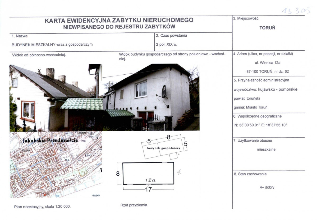 KEZN - Karta obiektu niewpisanego do rejestru, skan nr 1