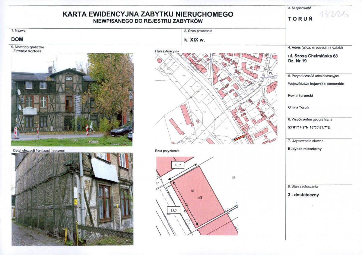 KEZN - Karta obiektu niewpisanego do rejestru, skan nr 1