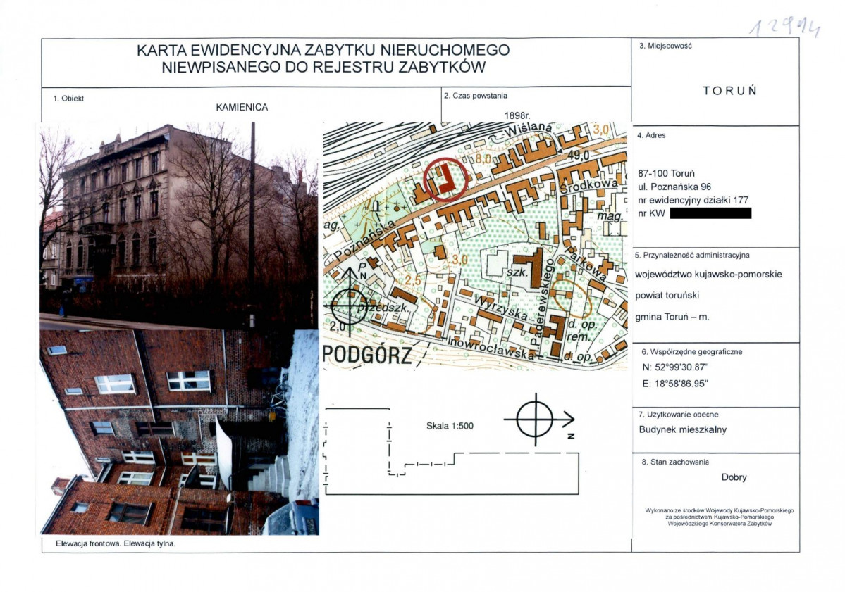 KEZN - Karta obiektu niewpisanego do rejestru, skan nr 1