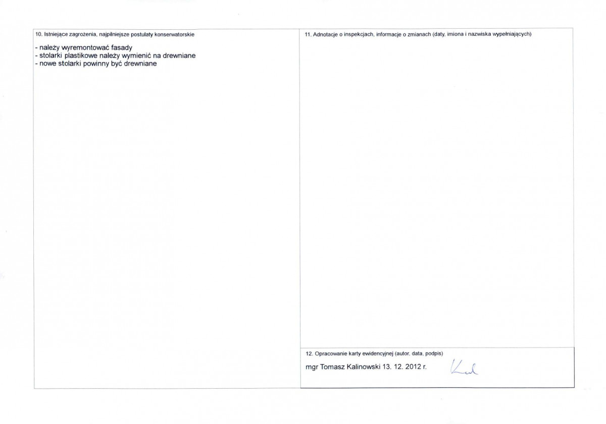 KEZN - Karta obiektu niewpisanego do rejestru, skan nr 2