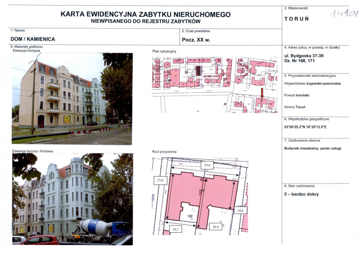 KEZN - Karta obiektu niewpisanego do rejestru, skan nr 1