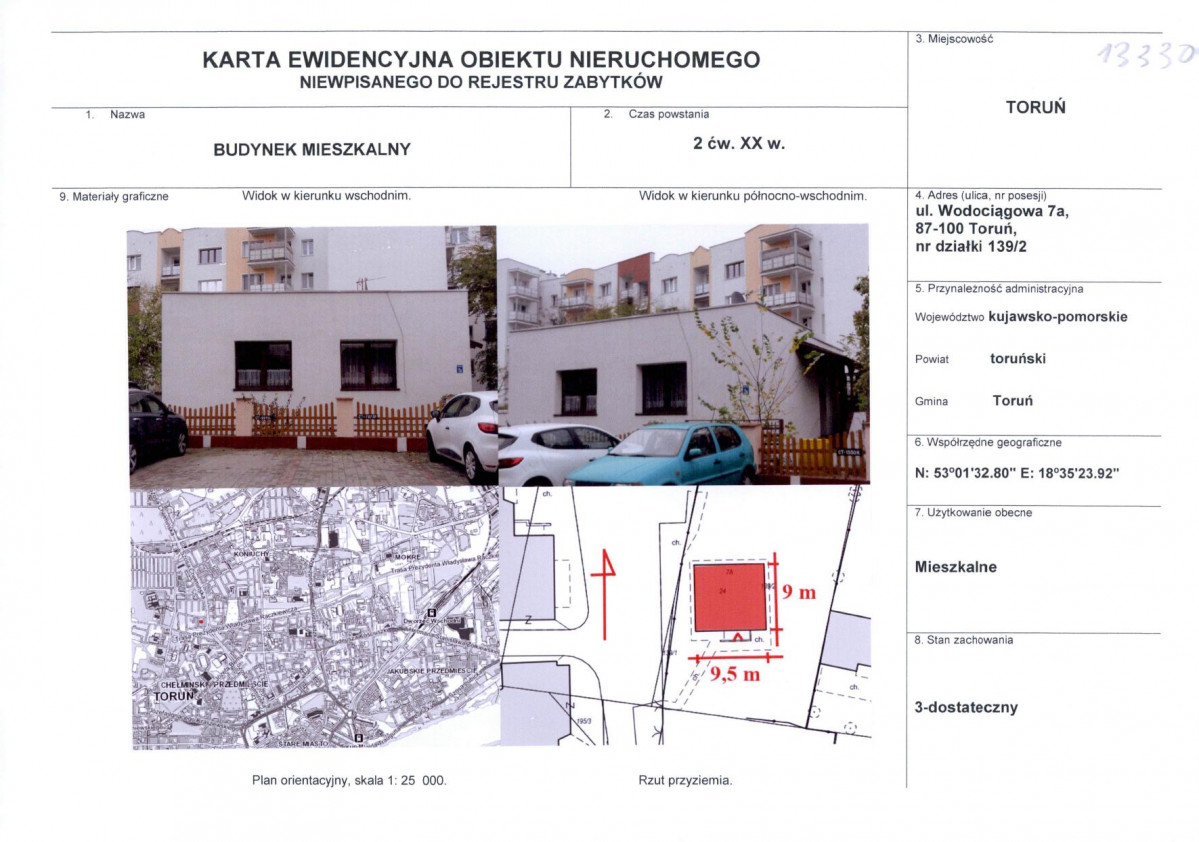 KEZN - Karta obiektu niewpisanego do rejestru, skan nr 1