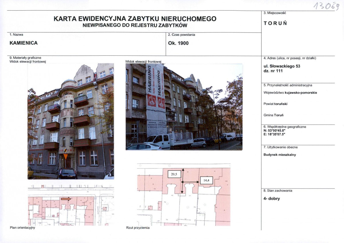 KEZN - Karta obiektu niewpisanego do rejestru, skan nr 1