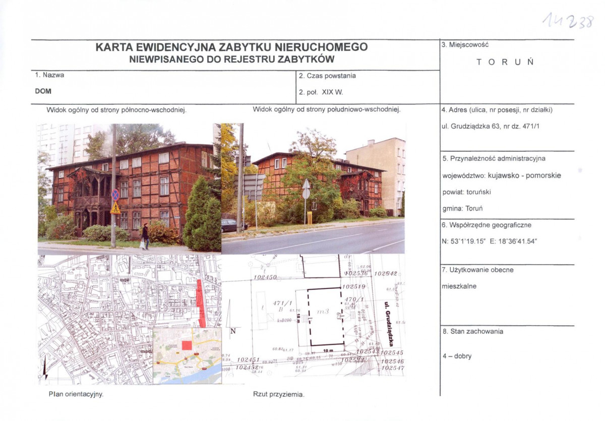 KEZN - Karta obiektu niewpisanego do rejestru, skan nr 1
