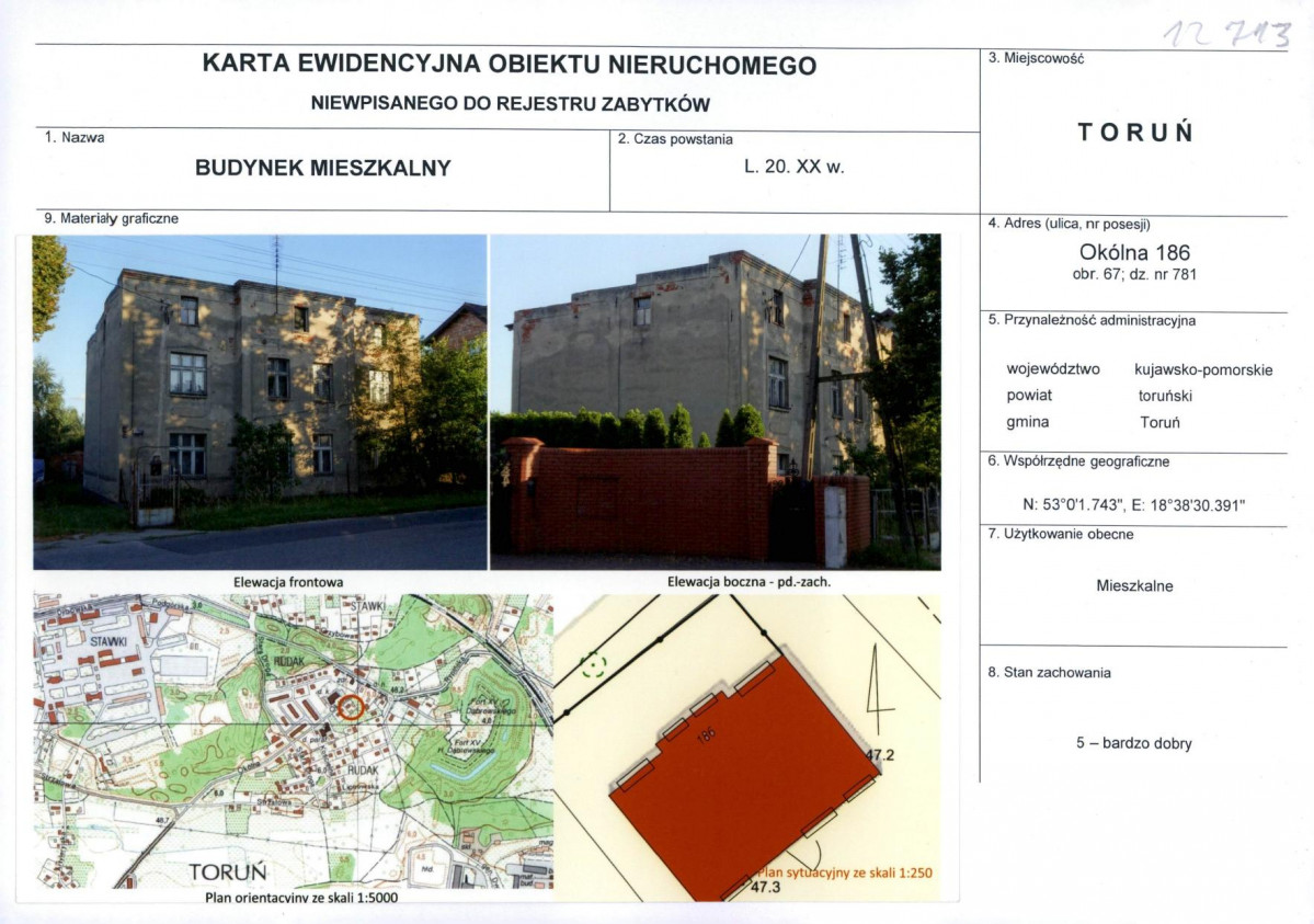 KEZN - Karta obiektu niewpisanego do rejestru, skan nr 1