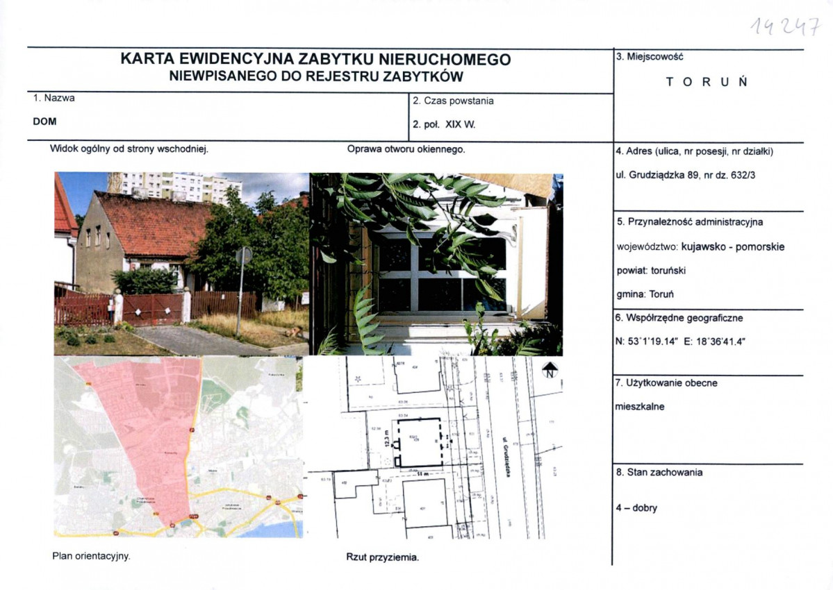 KEZN - Karta obiektu niewpisanego do rejestru, skan nr 1