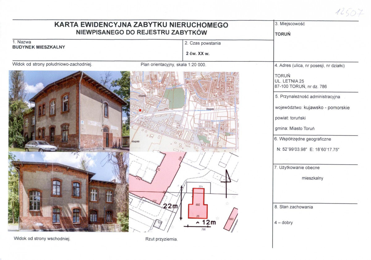KEZN - Karta obiektu niewpisanego do rejestru, skan nr 1